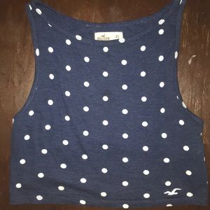 A cute blue and white poke a dot crop top